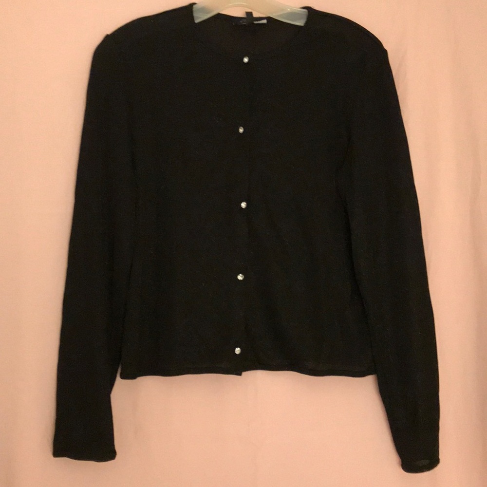 David Meister Black Cardigan w/Metallic tread
